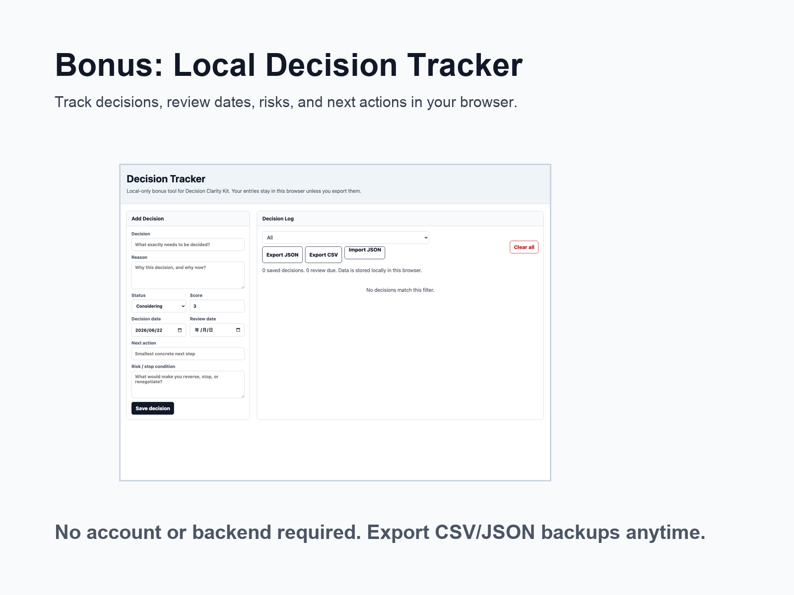 Preview of the local decision tracker bonus
